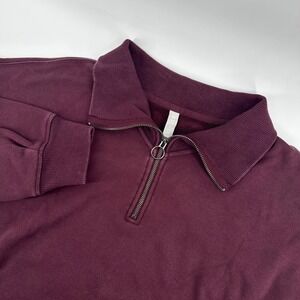 Athleta Quarter Zip Up Medium Sweatshirt Pullover Collar Boxy Burgundy‎ Casual